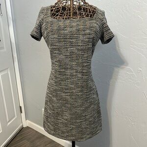 Calvin Klein Brown and Tan Tweed Mini Dress Size 6. Short Sleeve.